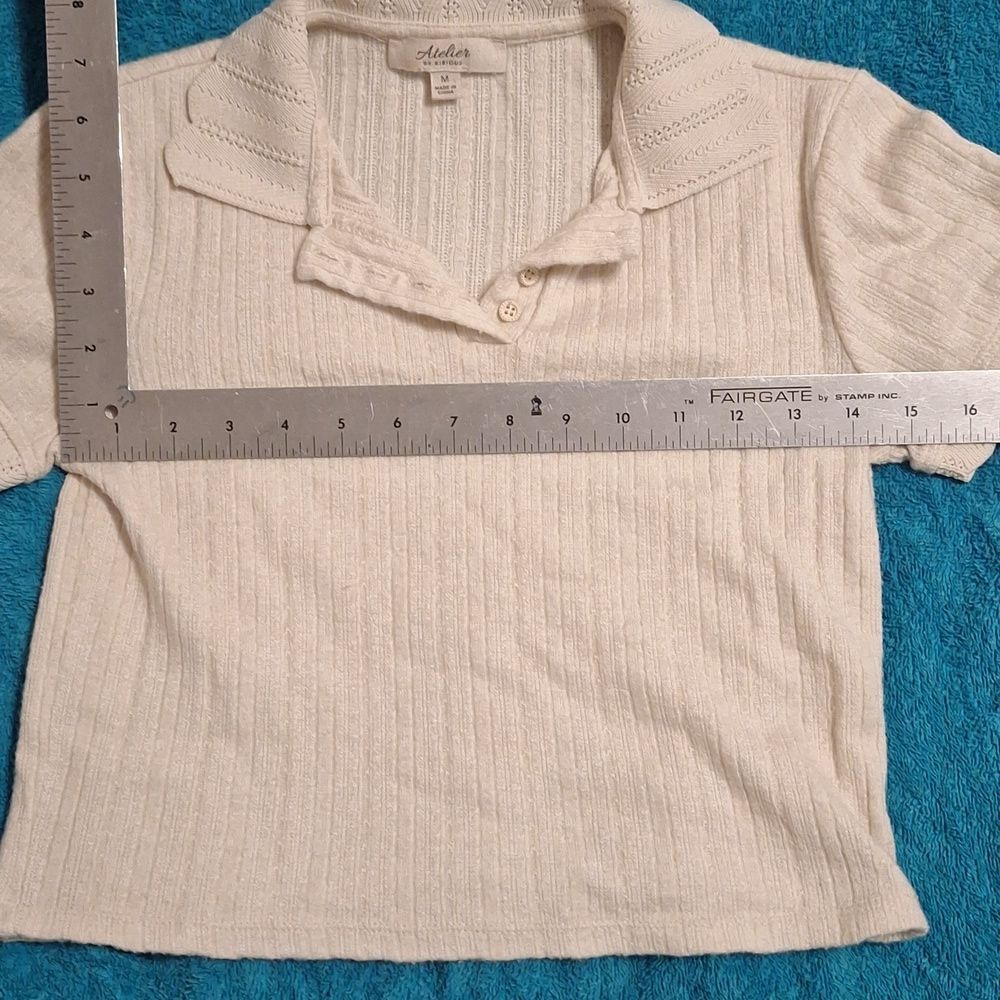 White Collared Knit Top - Picture 6 of 8